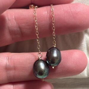 14k Gold and Black Pearl earrings